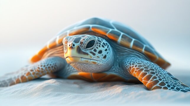Majestic Sea Turtle Portrait: An Intimate Glimpse of Marine Life Beauty