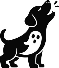 Halloween ghost dog barking silhouette icon for spooky celebrations