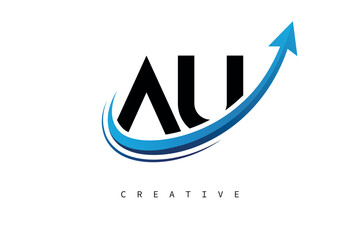 AU Letter Logo with Dynamic Arrow Swoosh – Modern Business Branding, Growth, Progress & Innovation Symbol