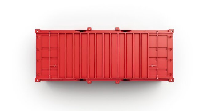 A top view of a red shipping container, commonly used for transport and storage.
