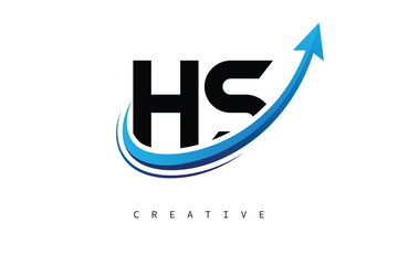 HS Letter Logo with Dynamic Arrow Swoosh – Modern Business Branding, Growth, Progress & Innovation Symbol