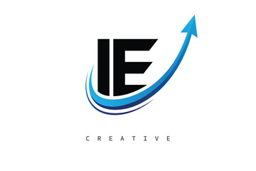 IE Letter Logo with Dynamic Arrow Swoosh – Modern Business Branding, Growth, Progress & Innovation Symbol