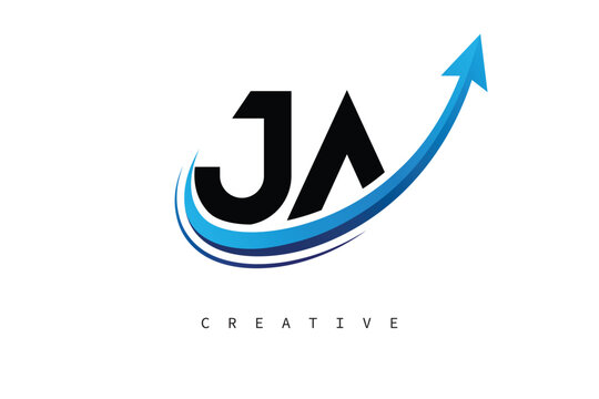 JA Letter Logo with Dynamic Arrow Swoosh &ndash; Modern Business Branding, Growth, Progress & Innovation Symbol