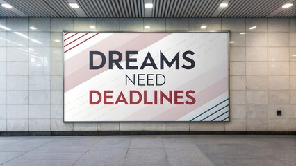 Inspirational Wall Art Featuring Quote About Dreams and Deadlines for Motivation in Creative Spaces and Offices