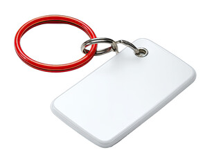 Fototapeta premium Blank white key tag with red ring