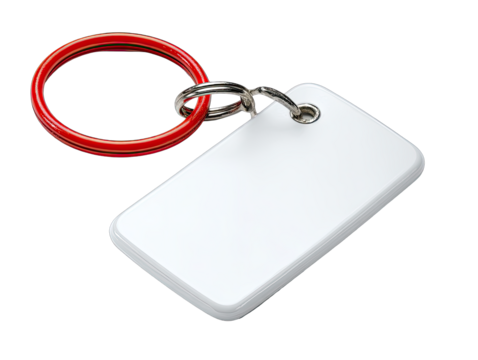 Blank white key tag with red ring