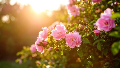 Obraz premium Pink roses in sunlight
