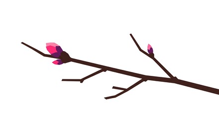 Obraz premium Minimalist illustration of blossoming tree branch with pink spring buds.