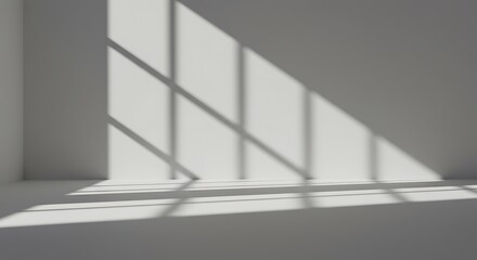 Obraz premium Minimalist Sunlight Shadow on White Wall with Architectural Design Background.