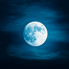 Obraz premium Bright full moon illuminates night sky, creating serene atmosphere under beautiful weather conditions