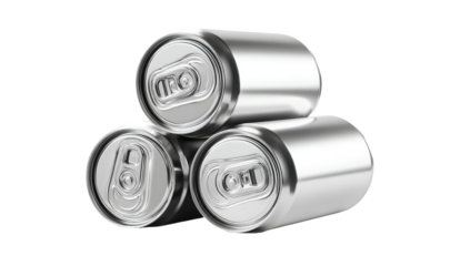 Three stacked aluminum beverage cans