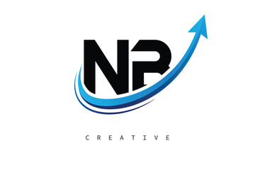 NB Letter Logo with Dynamic Arrow Swoosh – Modern Business Branding, Growth, Progress & Innovation Symbol