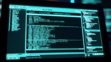 Futuristic coding interface with abstract data stream and running scripts - Powered by Adobe