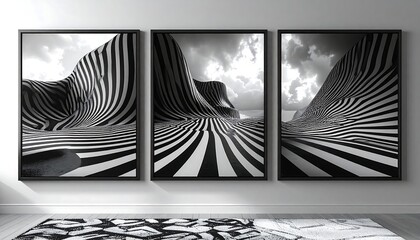 Abstract landscape triptych