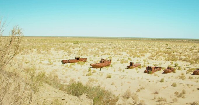 Aral Sea desert Sea Ships remains at Muynak Karakalpak Uzbekistan Soviet era 3 of 50