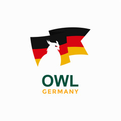 owl and Germany flag in negative space logo