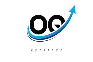 OQ Letter Logo with Dynamic Arrow Swoosh – Modern Business Branding, Growth, Progress & Innovation Symbol