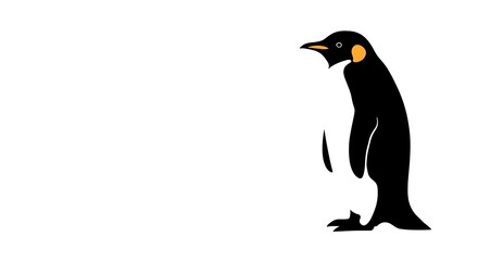 Fototapeta premium Simple Penguin Illustration on White Background with Black and White Animal Design.