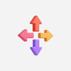 3d Realistic Four Direction icon vector Illustration