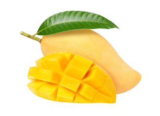 Ripe mango isolated on transparent background.