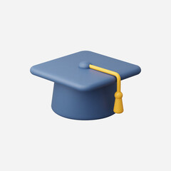 3d Realistic Graduation Hat icon vector Illustration