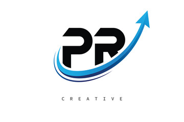 PR Letter Logo with Dynamic Arrow Swoosh – Modern Business Branding, Growth, Progress & Innovation Symbol