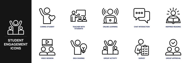 Student Engagement Line Icon Set