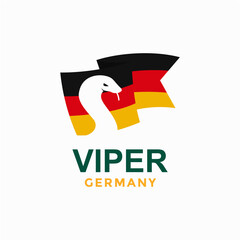 viper and Germany flag in negative space logo