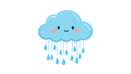 Cute cartoon cloud with rain (5)