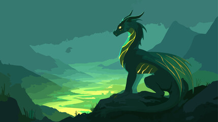 Dragon in mountain landscape
