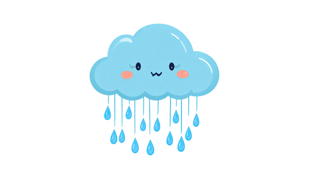 Cute cartoon cloud with rain (5)
