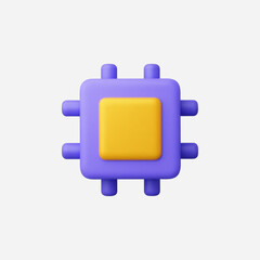 3d Realistic Processor icon vector Illustration