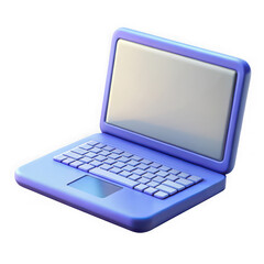 Purple cartoon laptop computer isolated on transparent background