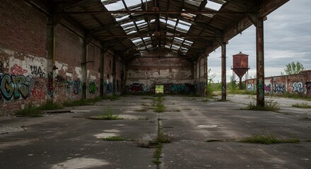 Abandoned industrial building interior