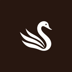 Elegant Swan Monogram Vector Logo on Dark Backdrop