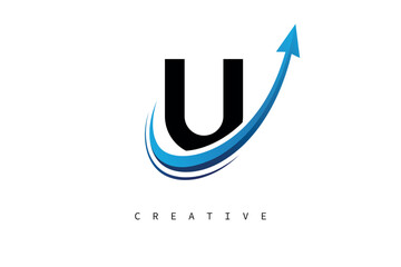 U Letter Logo with Dynamic Arrow Swoosh – Modern Business Branding, Growth, Progress & Innovation Symbol © AnwarHosan