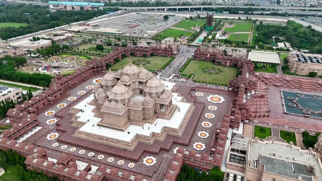 Aerial Shot of Akshardham Temple in Delhi, India
