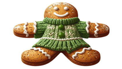 Festive gingerbread man with a green sweater (1)
