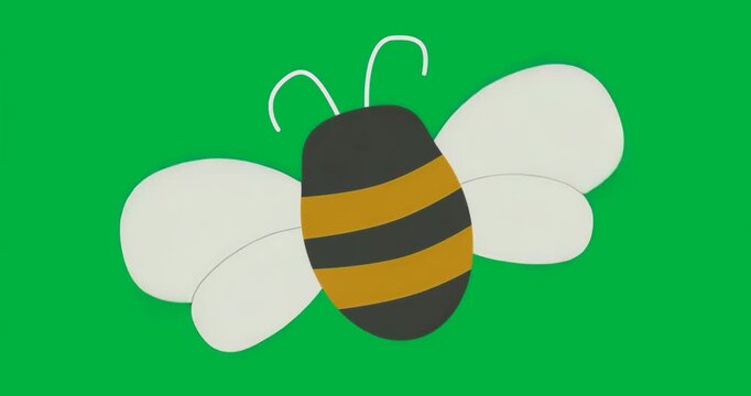 Cartoon bee appearing and pulsing neon-blue outline on transparent backdrop to show energy
