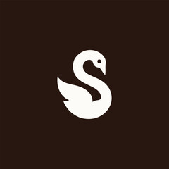Elegant Swan Silhouette Vector Illustration on Dark Background
