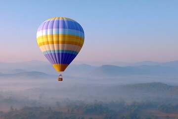 Obraz premium Hot air balloon flying over a forest