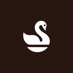 Minimalist Swan Logo Design on Dark Background