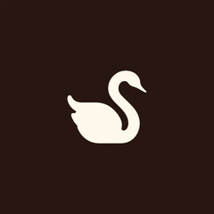 Bold Elegant Swan Silhouette Vector Illustration on Dark Background