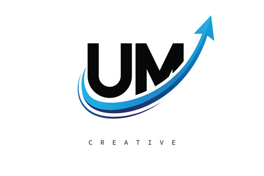 UM Letter Logo with Dynamic Arrow Swoosh – Modern Business Branding, Growth, Progress & Innovation Symbol