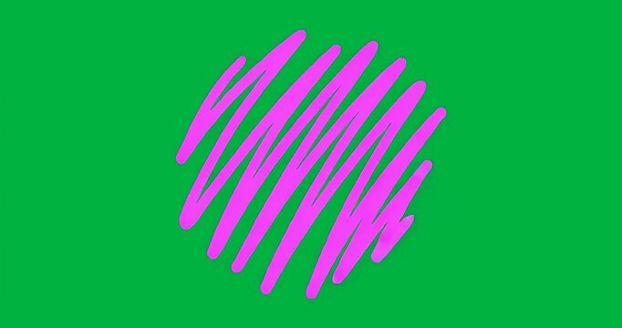 Frame shift toggling magenta scribbles on abstract blue circle diffusing on transparent canvas