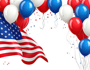 Patriotic balloons and flag image