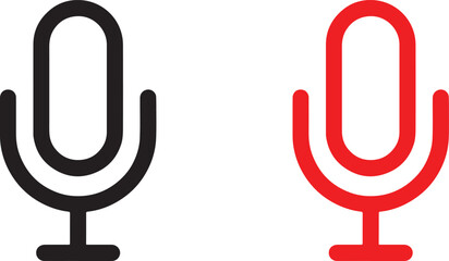microphone, mic, audio, sound, recording, podcast, music, speech, voice, broadcast, icon, symbol, graphic, design, black, red, white background, isolated, technology, communication, performance, singe