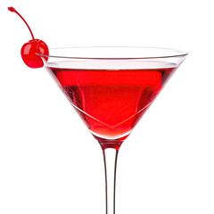 Red cocktail in martini glass with cherry