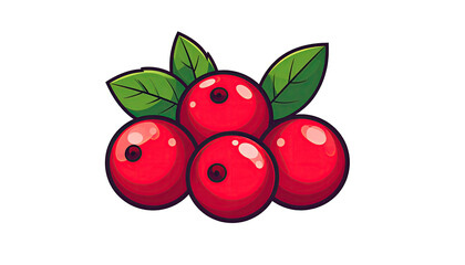 Cluster of bright red berries with green leaves