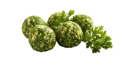 Fototapeta premium Delicious cheese balls with fresh parsley isolated on transparent background